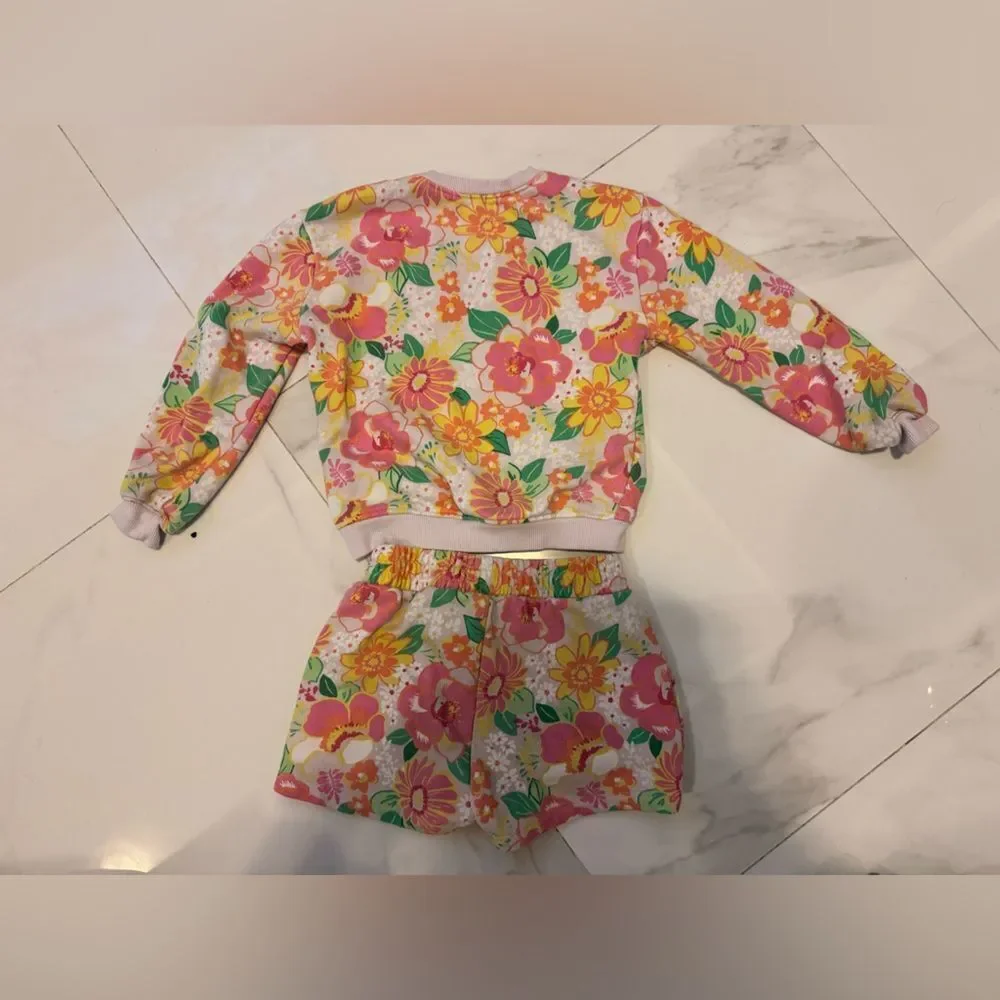 Source Unknown Floral Kids Matching Set - Pink and Yellow #22
